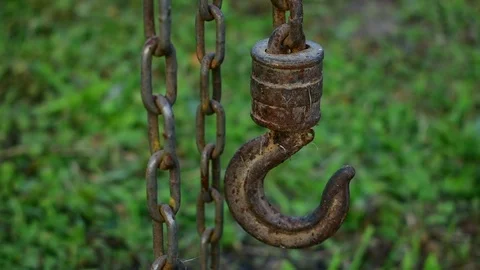 Iron hook and chains Stock Footage 117419477