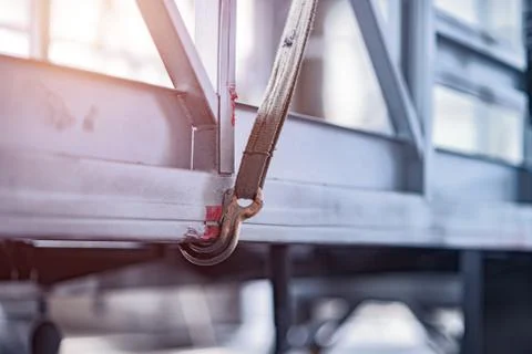 Iron hook secures metal structure Stock Photos