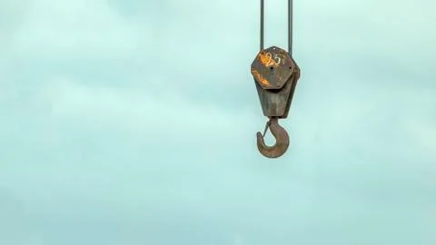 Iron hook from tower crane Stock Photos