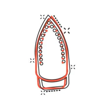 Iron icon in comic style. Laundry equipment cartoon vector illustration on wh Stock Illustration