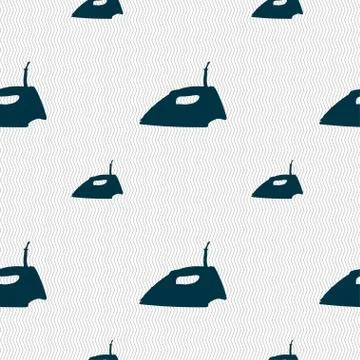 Iron icon sign. Seamless pattern with geometric texture. Vector Stock Illustration