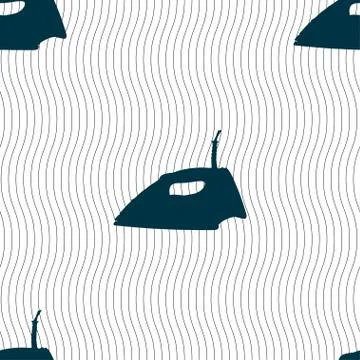 Iron icon sign. Seamless pattern with geometric texture. Vector Stockillustratie