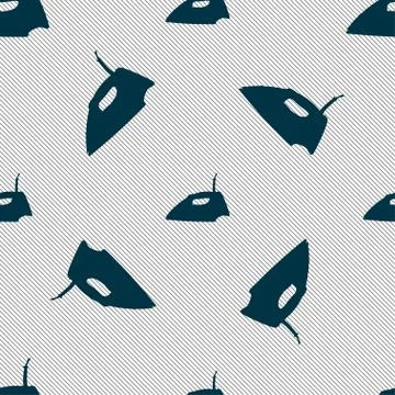 Iron icon sign. Seamless pattern with geometric texture. Vector Stock Illustration