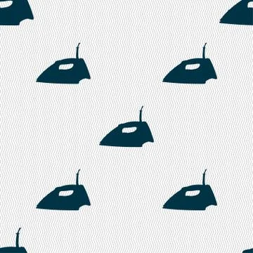 Iron icon sign. Seamless pattern with geometric texture. Vector Stock Illustration