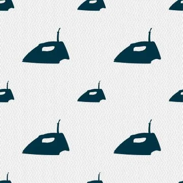 Iron icon sign. Seamless pattern with geometric texture. Vector 库存插图