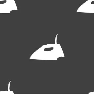 Iron icon sign. Seamless pattern on a gray background. Vector 库存插图