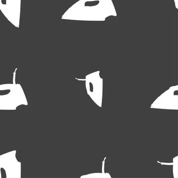Iron icon sign. Seamless pattern on a gray background. Vector Stock Illustration