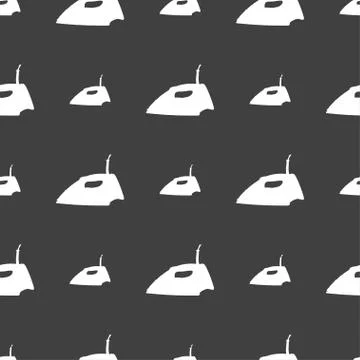Iron icon sign. Seamless pattern on a gray background. Vector Stockillustratie