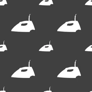 Iron icon sign. Seamless pattern on a gray background. Vector Illustrazione stock