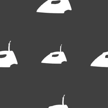 Iron icon sign. Seamless pattern on a gray background. イラスト素材