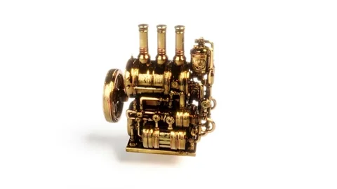 Iron industrial steampunk mechanic engine able to loop endless Stock Footage 314710631