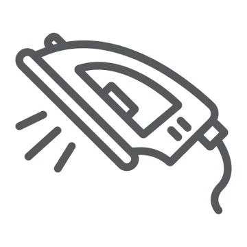 Iron line icon, electronics and device, home appliance sign, vector graphics, a Illustrazione stock