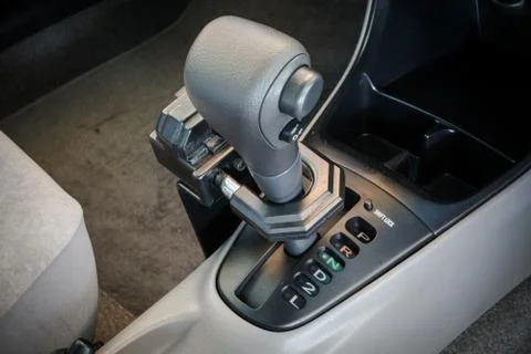 Iron lock on automatic gear shift Stock Photos