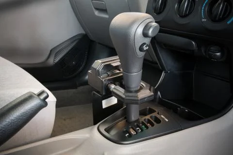 Iron lock on automatic gear shift Stock Photos
