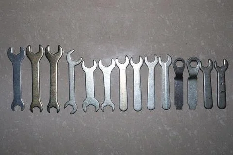 Iron made double end spanner Set Stock Photos
