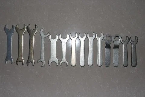 Iron made double end spanner Set Stock Photos