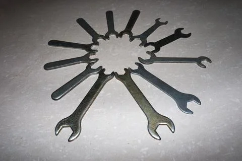 Iron made double end spanner Set Stock Photos