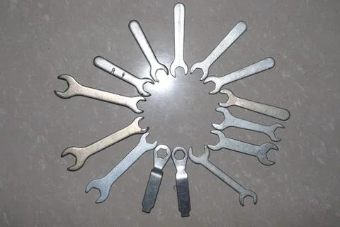 Iron made double end spanner Set Stock Photos