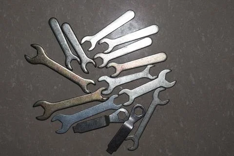 Iron made double end spanner Set Stock Photos
