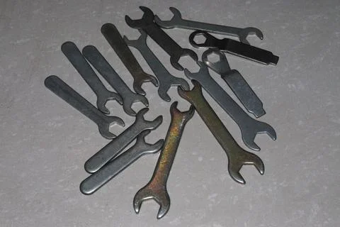 Iron made double end spanner Set Stock Photos
