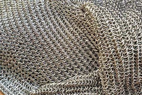 Iron mail traditional and ancient protection of the warrior pattern backgroun Stock Photos