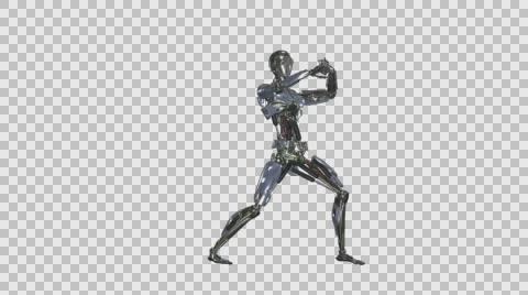 Iron Man - Android Fighter - II - LS - Slow Motion - Alpha Channel - 4K Stock Footage 60836707