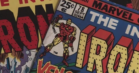 Iron Man Comic Book - Close Up of Cover Stock Footage 85966947