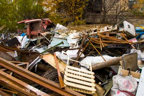Iron material garbage close-up, pollution Stock Photos