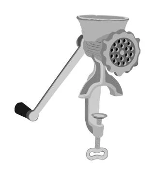 Iron Meat Grinder vector isolated on white background. Kitchen equipment. イラスト素材