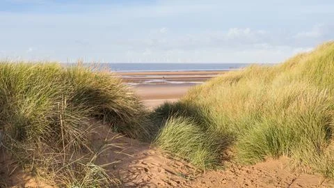 Iron Men seen between the sand dunes Stock Photos