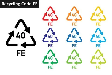 Iron metal recycling code icon set. イラスト素材