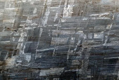 Iron Meteorite Widmanstätten Pattern Macro Texture Stock Photos
