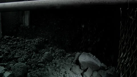 Iron Mining Process, Ore Falling in Industrial Chute, Sierra Grande Mine Stock Footage 152544738