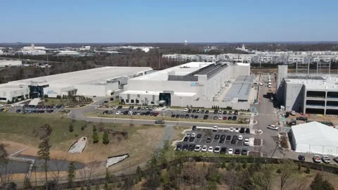 Iron Mountain Data Center Manassas flyin shot DullesDrone.com Stock Footage 237190436