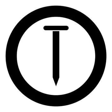 Iron nail icon in circle round black color vector illustration flat style ima Ilustración de archivo