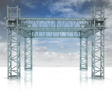 Iron new building construction frame with blue sky illustration Ilustración de archivo