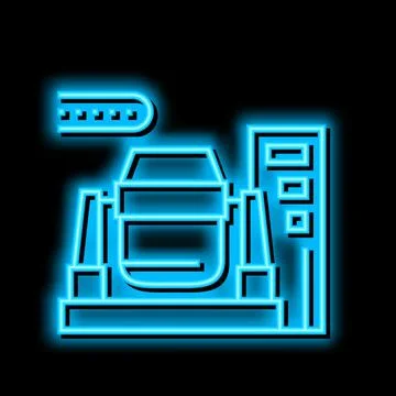 Iron or coal processing plants neon glow icon illustration Stock Illustration