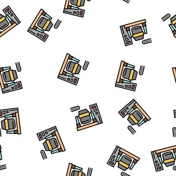 Iron or coal processing plants vector seamless pattern Stock Illustration