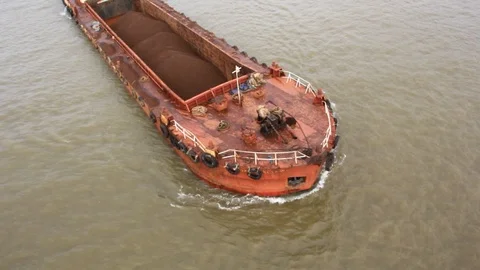 Iron Ore Carrying Barge Stock Footage 88635331