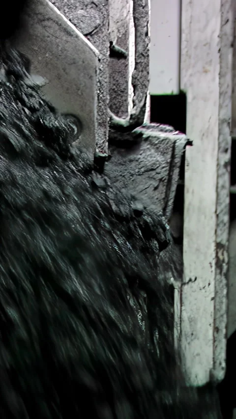 Iron Ore Dropping Inside Underground Mine, Mining Process Close Up - 4K Vertical Stock Footage 325621445