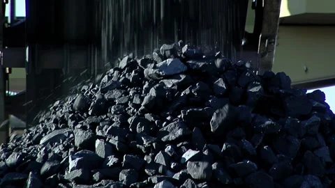 Iron Ore Falling From Stacker Boom Onto Stockpile, Sierra Grande Mine, Argentina Video stock 152440899
