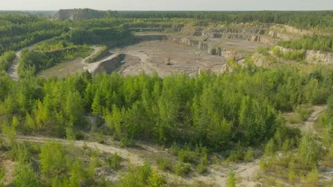 Iron ore granite quarry mining aerial drone industrial view mineral career Stock Footage 252613667