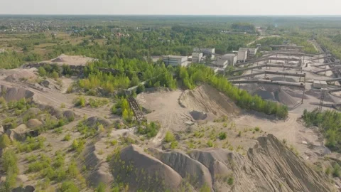 Iron ore granite quarry mining aerial drone industrial view mineral career Stock-Footage 252616218