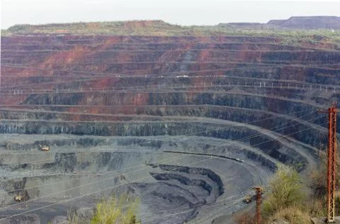 Iron ore open pit mining, quarry. Stock Photos