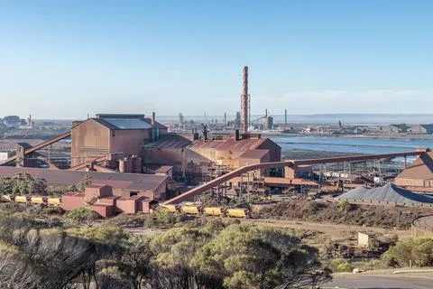 Iron Ore processing plant at Whyalla No 2 Ore Jetty Stock Photos