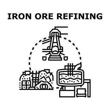 Iron ore refining process transforming raw materials Stock Illustration
