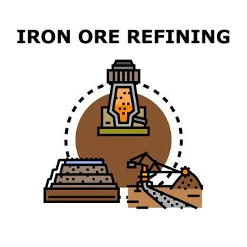 Iron ore refining process transforming material into metal イラスト素材