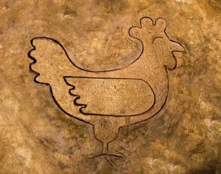 The iron pattern line of chicken on cement floor Stock Illustration