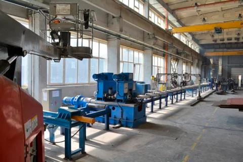 Iron processing, metal rolling line Stock Photos