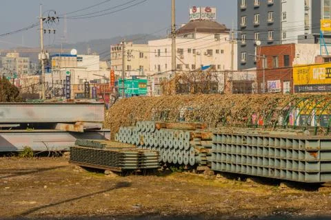 Iron railroad structural material Stock Photos